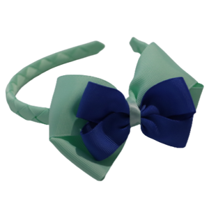 School Woven Double Cherish Bow Headband School Uniform Headband Hair Accessories Pinkberry Kisses Pastel Green White