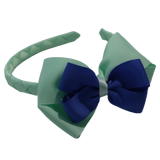 School Woven Double Cherish Bow Headband School Uniform Headband Hair Accessories Pinkberry Kisses Pastel Green Royal Blue 