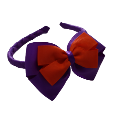 School Woven Double Cherish Bow Headband School Uniform Headband Hair Accessories Pinkberry Kisses Purple Autumn Orange 