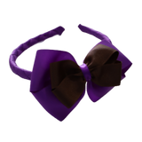 School Woven Double Cherish Bow Headband School Uniform Headband Hair Accessories Pinkberry Kisses Purple Brown 