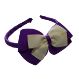 School Woven Double Cherish Bow Headband School Uniform Headband Hair Accessories Pinkberry Kisses Purple Cream