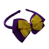 School Woven Double Cherish Bow Headband School Uniform Headband Hair Accessories Pinkberry Kisses Purple  Daffodil Yellow