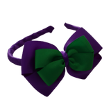 School Woven Double Cherish Bow Headband School Uniform Headband Hair Accessories Pinkberry Kisses Purple Emerald Green