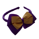 School Woven Double Cherish Bow Headband School Uniform Headband Hair Accessories Pinkberry Kisses Purple Gold