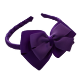 School Woven Double Cherish Bow Headband School Uniform Headband Hair Accessories Pinkberry Kisses Purple Grape 