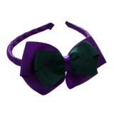 School Woven Double Cherish Bow Headband School Uniform Headband Hair Accessories Pinkberry Kisses Purple Hunter Green