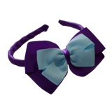 School Woven Double Cherish Bow Headband School Uniform Headband Hair Accessories Pinkberry Kisses Purple Light Blue