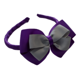 School Woven Double Cherish Bow Headband School Uniform Headband Hair Accessories Pinkberry Kisses Purple Light Grey 