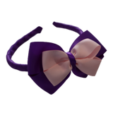 School Woven Double Cherish Bow Headband School Uniform Headband Hair Accessories Pinkberry Kisses Purple Light Pink