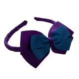 School Woven Double Cherish Bow Headband School Uniform Headband Hair Accessories Pinkberry Kisses Purple Methyl Blue 