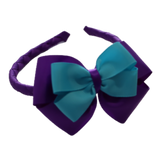 School Woven Double Cherish Bow Headband School Uniform Headband Hair Accessories Pinkberry Kisses Purple Misty Turquoise 
