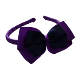 School Woven Double Cherish Bow Headband School Uniform Headband Hair Accessories Pinkberry Kisses Purple Navy Blue 