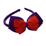 School Woven Double Cherish Bow Headband School Uniform Headband Hair Accessories Pinkberry Kisses Purple Neon Orange 