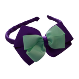 School Woven Double Cherish Bow Headband School Uniform Headband Hair Accessories Pinkberry Kisses Purple Pastel Green