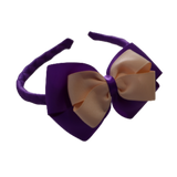 School Woven Double Cherish Bow Headband School Uniform Headband Hair Accessories Pinkberry Kisses Purple Peach 