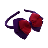 School Woven Double Cherish Bow Headband School Uniform Headband Hair Accessories Pinkberry Kisses Purple Shocking Pink