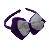 School Woven Double Cherish Bow Headband School Uniform Headband Hair Accessories Pinkberry Kisses Purple White 
