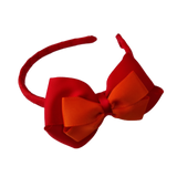 School Woven Double Cherish Bow Headband School Uniform Headband Hair Accessories Pinkberry Kisses Red Autumn Orange