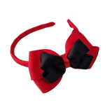 School Woven Double Cherish Bow Headband School Uniform Headband Hair Accessories Pinkberry Kisses Red  Black