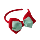 School Woven Double Cherish Bow Headband School Uniform Headband Hair Accessories Pinkberry Kisses Red Light Green Pastel Green