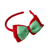 School Woven Double Cherish Bow Headband School Uniform Headband Hair Accessories Pinkberry Kisses Red Mint Green
