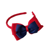 School Woven Double Cherish Bow Headband School Uniform Headband Hair Accessories Pinkberry Kisses Red Navy Blue 