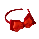 School Woven Double Cherish Bow Headband School Uniform Headband Hair Accessories Pinkberry Kisses Red Neon Orange 