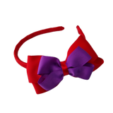 School Woven Double Cherish Bow Headband School Uniform Headband Hair Accessories Pinkberry Kisses Red Purple 