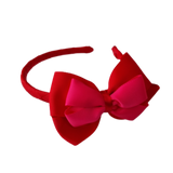 School Woven Double Cherish Bow Headband School Uniform Headband Hair Accessories Pinkberry Kisses Red Shocking Pink