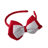 School Woven Double Cherish Bow Headband School Uniform Headband Hair Accessories Pinkberry Kisses Red White 