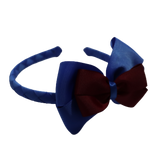 School Woven Double Cherish Bow Headband School Uniform Headband Hair Accessories Pinkberry Kisses Royal Blue Burgundy 