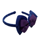 School Woven Double Cherish Bow Headband School Uniform Headband Hair Accessories Pinkberry Kisses Royal Blue Grape 