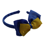 School Woven Double Cherish Bow Headband School Uniform Headband Hair Accessories Pinkberry Kisses Royal Blue Maize Yellow 