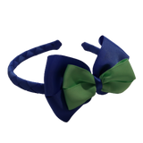 School Woven Double Cherish Bow Headband School Uniform Headband Hair Accessories Pinkberry Kisses Royal Blue Mint Green 