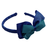School Woven Double Cherish Bow Headband School Uniform Headband Hair Accessories Pinkberry Kisses Royal Blue misty Turquoise 