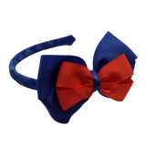 School Woven Double Cherish Bow Headband School Uniform Headband Hair Accessories Pinkberry Kisses Royal Blue Neon Orange 