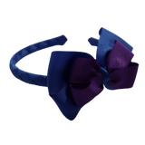 School Woven Double Cherish Bow Headband School Uniform Headband Hair Accessories Pinkberry Kisses Royal Blue Purple 