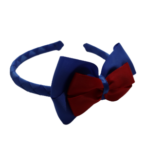 School Woven Double Cherish Bow Headband School Uniform Headband Hair Accessories Pinkberry Kisses Royal Blue Daffodil Blue