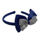 School Woven Double Cherish Bow Headband School Uniform Headband Hair Accessories Pinkberry Kisses Royal Blue White 