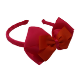 School Woven Double Cherish Bow Headband School Uniform Headband Hair Accessories Pinkberry Kisses Shocking Pink Autumn Orange 