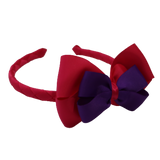 School Woven Double Cherish Bow Headband School Uniform Headband Hair Accessories Pinkberry Kisses Shocking Pink  Purple 