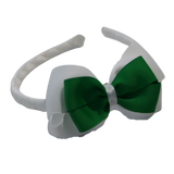 School Woven Double Cherish Bow Headband School Uniform Headband Hair Accessories Pinkberry Kisses White Emerald Green