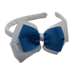 School Woven Double Cherish Bow Headband School Uniform Headband Hair Accessories Pinkberry Kisses White Methyl Blue 