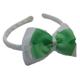 School Woven Double Cherish Bow Headband School Uniform Headband Hair Accessories Pinkberry Kisses White Mint Green