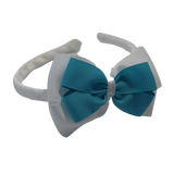 School Woven Double Cherish Bow Headband School Uniform Headband Hair Accessories Pinkberry Kisses White Misty Turquoise 
