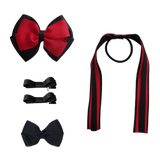 School Value Pack School Value Pack 4 Piece Hair Accessories - Pinkberry Kisses Black and Red School Uniform Hair Bows