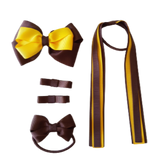 School Value Pack School Value Pack 4 Piece Hair Accessories - Pinkberry Kisses Brown and Maize Yellow School Uniform Hair Bows