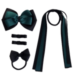 School Value Pack School Value Pack 4 Piece Hair Accessories - Pinkberry Kisses Black Hunter Green Dark green School Uniform Hair Bows