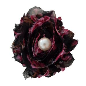 Shabby Chiffon Flower Hair Clip - Black and Pink Non Slip Baby and Toddler Hair Clip Pinkberry kisses