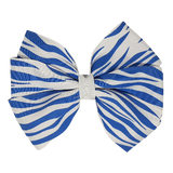 Sweetheart Bow - Zebra Stripes Large Hair Bow - Hair Accessories Pinkberry Kisses Blue and White